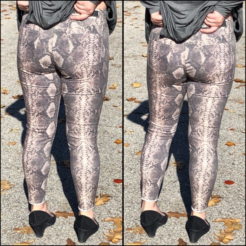 Snake Print Distressed Hem Skinny Jeans! NEW! - Picture 3 of 12